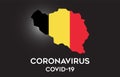 CoronaVirus in Belgium and Country flag inside Country border Map Vector Design