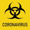 Coronavirus biohazard warning Poster. Vector template for posters, banners, advertising. Danger of infection from coronavirus sign