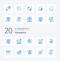 20 Coronavirus Blue Color icon Pack like transmitters spread restaurant coronavirus virus Royalty Free Stock Photo