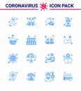 16 Blue viral Virus corona icon pack such as flask, soap, hands, handcare, bottle