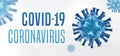 Coronavirus blue banner with 3D virus. COVID-19 concept.