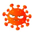 Coronavirus cartoon evil character isolated on white background