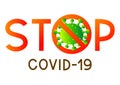 Coronavirus cartoon stop sign isolated on white background