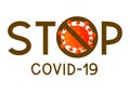 Coronavirus cartoon stop sign isolated on white background