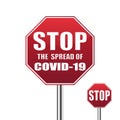 Coronavirus - caution road Sign. Warning about Coronavirus outbreak. COVID-19 danger and public health risk disease