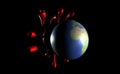 coronavirus cell attacking the earth