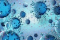 Coronavirus cell Covid-19 outbreak. 3D render Influenza background as blue dangerous flu strain cases as a pandemic Royalty Free Stock Photo