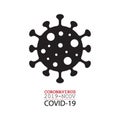 Coronavirus cell icon symbol, Covid-19, 2019-nCoV, Bacteria virus cell black icon sign with text, Vector illustration Royalty Free Stock Photo