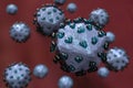 Coronavirus cells invading host organism causing disease