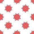 Coronavirus cells seamless pattern background, covid-19 pandemic. Vector illustration