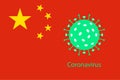 Coronavirus, China flag. Vector illustration, flat design