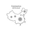 Coronavirus, China map. Outline. Vector illustration, flat design