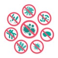 Coronavirus. Chinese coronavirus outbreak. Stop coronavirus. Coronavirus wuhan sars illness. Antibacterial sign set