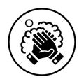 Coronavirus, clean, hands icon. Black vector graphics