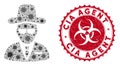 Coronavirus Mosaic Agent Icon with Distress CIA Agent Seal