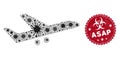 Coronavirus Collage Aiplane Icon with Textured Asap Stamp