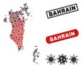 Coronavirus Collage Bahrain Map with Grunge Watermarks