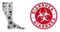 Coronavirus Collage Deep Vein Thrombosis Icon with Grunge Diarrhea Stamp