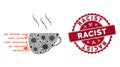 Coronavirus Collage Express Coffee Icon with Distress Racist Stamp