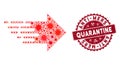 Coronavirus Collage Express Right Movement Icon with Scratched Anti-Mers Quarantine Seal