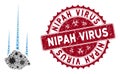 Coronavirus Collage Falling Stone Icon with Grunge Nipah Virus Stamp