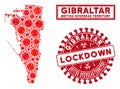 Mosaic Gibraltar Map and Scratched Lockdown Watermarks