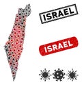 Coronavirus Collage Israel Map with Grunge Watermarks