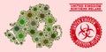 Coronavirus Collage Northern Ireland Map with Distress Biohazard Stamps