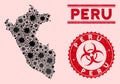 Coronavirus Collage Peru Map with Grunge Biohazard Seals Royalty Free Stock Photo