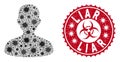 Coronavirus Collage User Icon with Grunge Liar Stamp