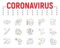 Coronavirus color line icon set, illness symbols collection, vector sketches, logo illustrations, covid 19 icons