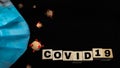 Coronavirus concept - Covid19 text on wooden blocks in dark background