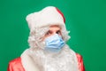 Coronavirus. Convid-19. Santa Claus wears a face mask to prevent CORONAVIRUS. Royalty Free Stock Photo
