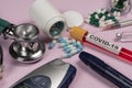 Coronavirus Covid-19 is the complicating element of Diabetes Royalty Free Stock Photo