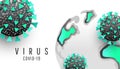Coronavirus and covid 19 concept. 3d vector coronavirus cell, bacterium or microbes on a white horizontal background with text Royalty Free Stock Photo