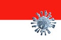 Coronavirus Covid-19 concept and Indonesia Flag. Dangerous asian corona virus.