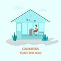 Coronavirus Covid-19 concept. People work from home abstract background vector illustration.