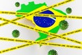 Coronavirus, Covid-19 confirmado no Brasil Coronavirus, Covid-19, confirmed in Brazil in portuguese flag. 3d render