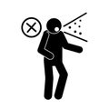 Coronavirus covid 19, coughing spread disease health pictogram, silhouette style icon