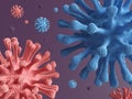 Coronavirus Covid-19 3D render digital design. Influenza background. Viral infection pandemic. Raster digital bitmap illustration