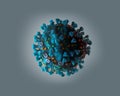 Coronavirus Covid-19 3D Render Illustration Microscopic Single Colored Virus