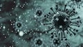 Coronavirus COVID-19 3d render illustration, virus in xray, microbiology and virology concept background Royalty Free Stock Photo