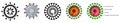 Coronavirus covid-19 disease drawing with structure explained, black, white and colour versions