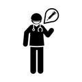 Coronavirus covid 19, doctor with medical mask stethoscope medication syringe, health , silhouette style icon Royalty Free Stock Photo