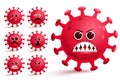 Coronavirus covid-19 emoji smiley vector set. Covid19 corona virus emoji and emoticon.
