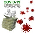 Coronavirus covid-19 financial support aid help assistance give dollar - 3d rendering