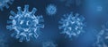 Coronavirus COVID-19 - Blue floating virus background - 3D Virology and Microbiology