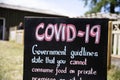 A coronavirus covid-19 government guidlines warning sign.