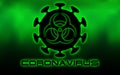 Coronavirus ,COVID-19.Green neon inscription covid-19 on a dark green background.Logo, symbol and Background Royalty Free Stock Photo