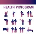 Coronavirus covid 19, health pictogram, prevention, symptoms, medical icons set , gradient style icon Royalty Free Stock Photo